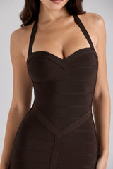 The Supermodel Chocolat Halter Midi Bandage Dress
