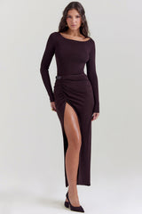 Lilas Espresso Knit Midi Skirt