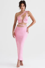 Mathilda Pink Lace Trim Maxi Skirt
