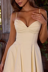 Dahlia Lemon Cotton Princess Cut  Midi Sundress
