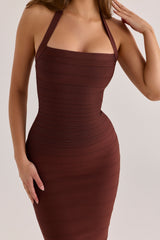 The Silhouette Burnt Sugar Halter Neck Bandage Maxi Dress
