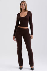 Raquel Chocolate Cashmere Blend Scoop Neck Top