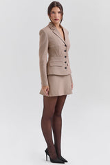 Nerida Brown Puppytooth A-Line Mini Skirt