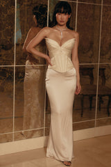 Eve Ivory Satin Corset Maxi Gown - Limited Edition