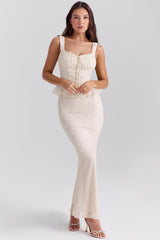Lana Vintage Cream Cotton Broderie Anglais Maxi Skirt