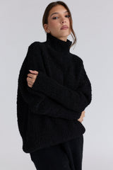Brooklyn Black Wool Boucle Knit Sweater