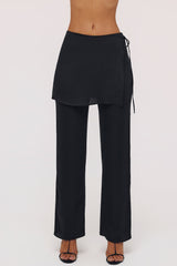 Leona Black Sateen Trousers with Over Skirt