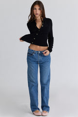 Emblem Black Cashmere + Wool Cardigan