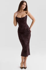 Larra Bitter Chocolate Lace Corset Midi Dress & Bolero