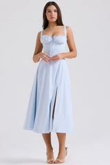 Carmen Soft Blue Cotton Bustier Sundress