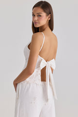 Nolia White Broderie Anglaise Cotton Bow Back Top