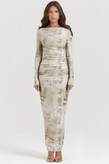 Lanetta Pale Sage Print Maxi Dress