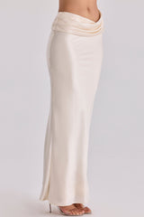 Beau Vintage Ivory Satin Draped Maxi Skirt