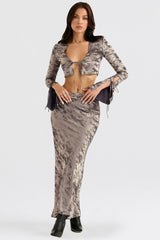 Clara Pewter Bias Cut Midi Skirt