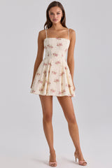 Dolly Ivory Vintage Rose Print Cotton Flared Mini Sundress