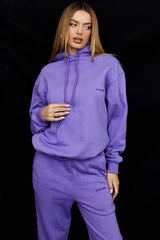 Halo Purple Cotton Fleece-Back Oversized Hoodie