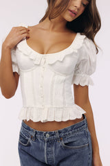 Bella White Broderie Anglais Babydoll Top