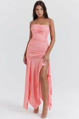 Ivana Apricot Gathered Asymmetric Dress