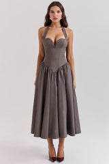 Coquette Smoke Halter Midi Dress