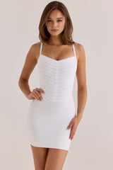 The Cinch True White V Waist Bandage Mini Dress
