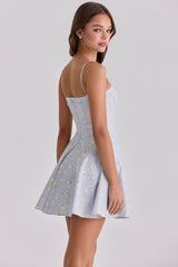 Dolly Blue Wildflower Floral Print Cotton Mini Sundress
