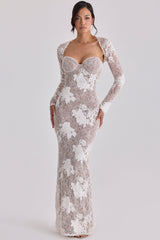 Lucienne Ivory Embroidered Lace Maxi Dress - Limited Edition