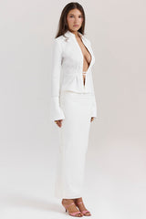 Eden White Cotton Twill Maxi Skirt
