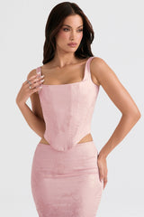 Rafa Pink Floral Satin Longline Corset