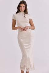 Tamra Ivory Cotton + Cashmere Short Sleeve Top