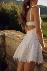 Isla White Custom Lace Broderie Anglaise Mini Dress