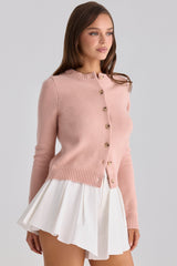 Lumi White Cotton Flared Mini Shorts
