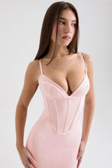 Romy Pink Mesh Bodycon Maxi Dress