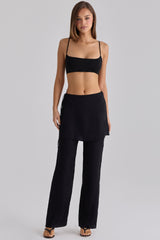Leona Black Sateen Trousers with Over Skirt