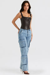 Ria Blue Washed Utility Jeans