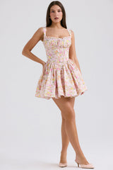 Natassia Pink Meadow Print Cotton Mini Dress