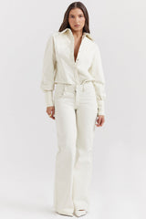 Marli Ivory Wide Leg Flared Jeans