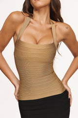 The Silhouette Gold Shimmer Halter Neck Bandage Top