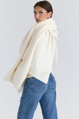 Nara Ivory Wool Oversized Textured Scarf