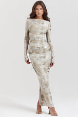 Lanetta Pale Sage Print Maxi Dress