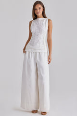 Jae White Cotton Wide Leg Trousers