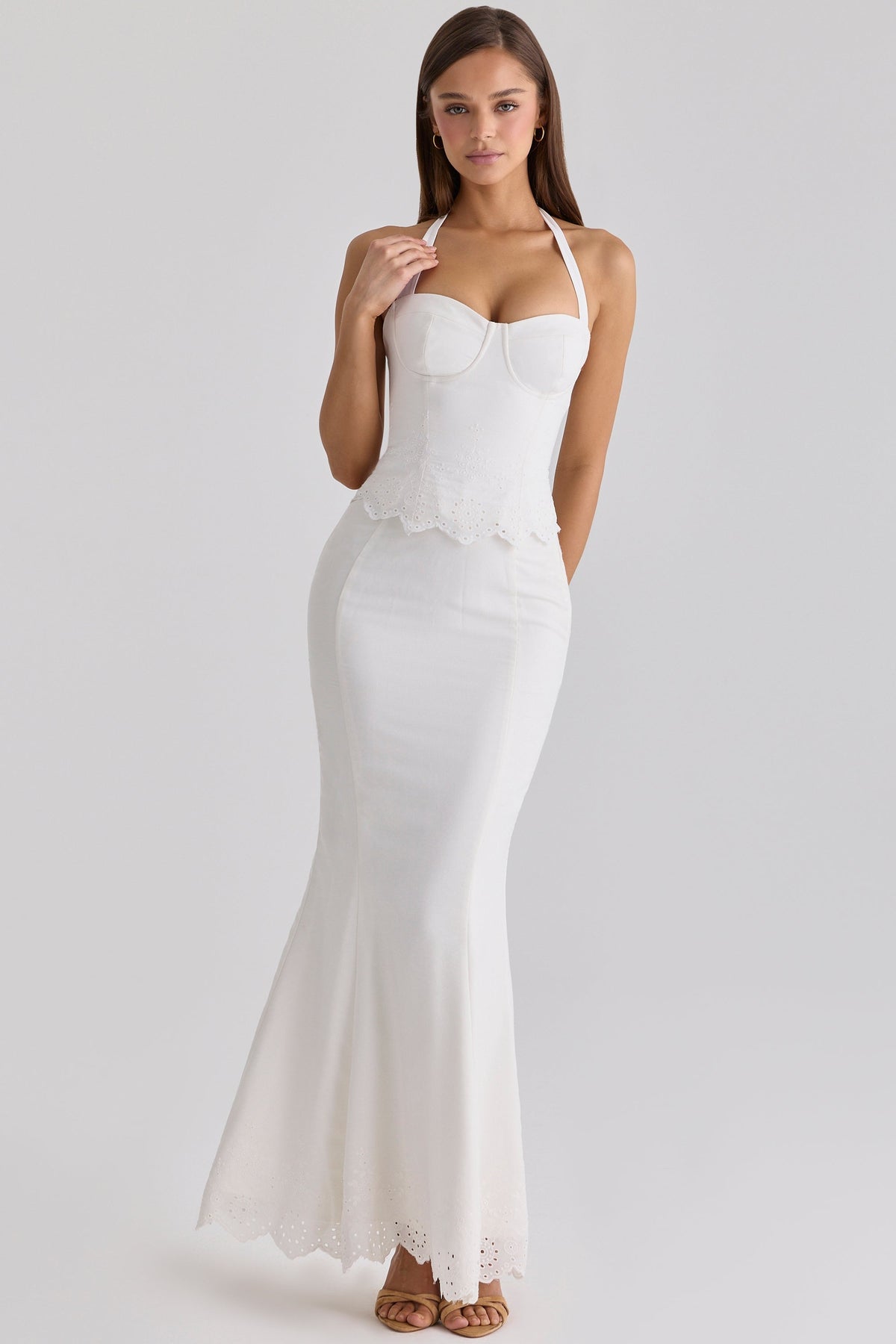 Isorella White Broderie Anglaise Cotton Maxi Skirt