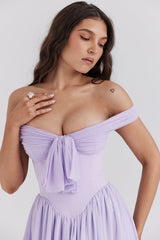 Soleil Orchid Off Shoulder Mini Dress