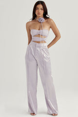 Alivia Grey Satin Trousers