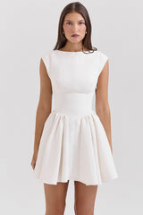 Enchant White Open Back Mini Dress
