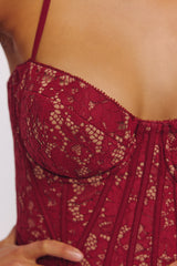 Rania Wine Lace Corset Top