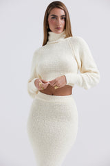 Nyala Cream Soft Boucle Knit Cropped Sweater