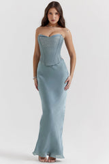 Amadi Cool Blue Floor Length Maxi Skirt