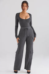 Tea Charcoal Knitted Utility Trousers