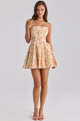 Dolly Warm Rose Print Cotton Flared Mini Sundress