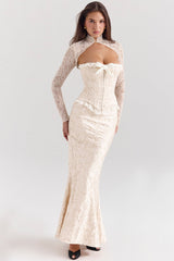 Perdita Ivory Metallic Jacquard Corset & Bolero